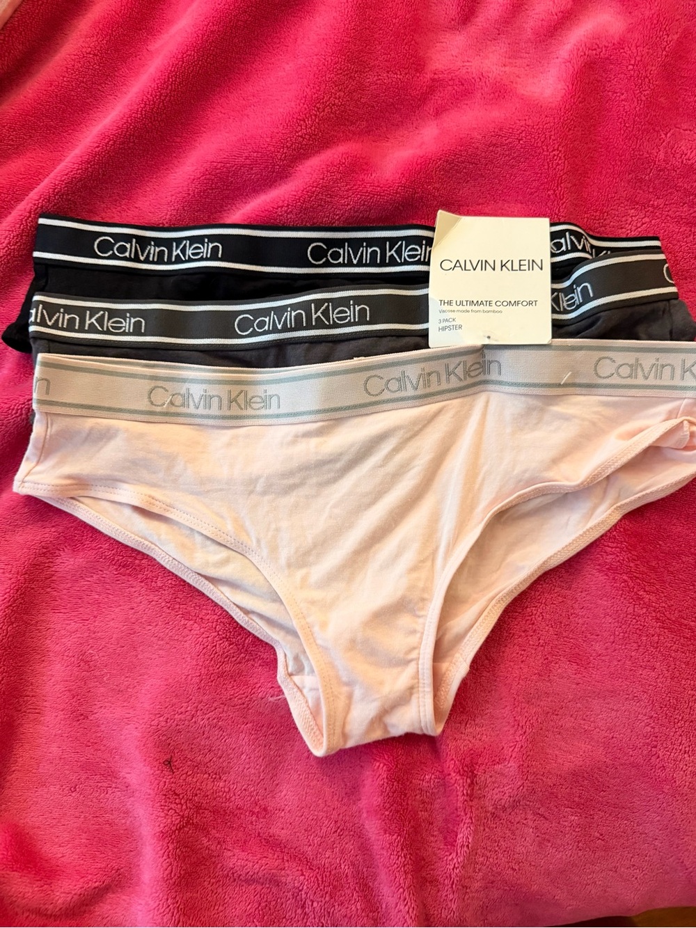 Calvin Klein Girls 3-Pack Bikini Briefs - Black, Gray, Light Pink